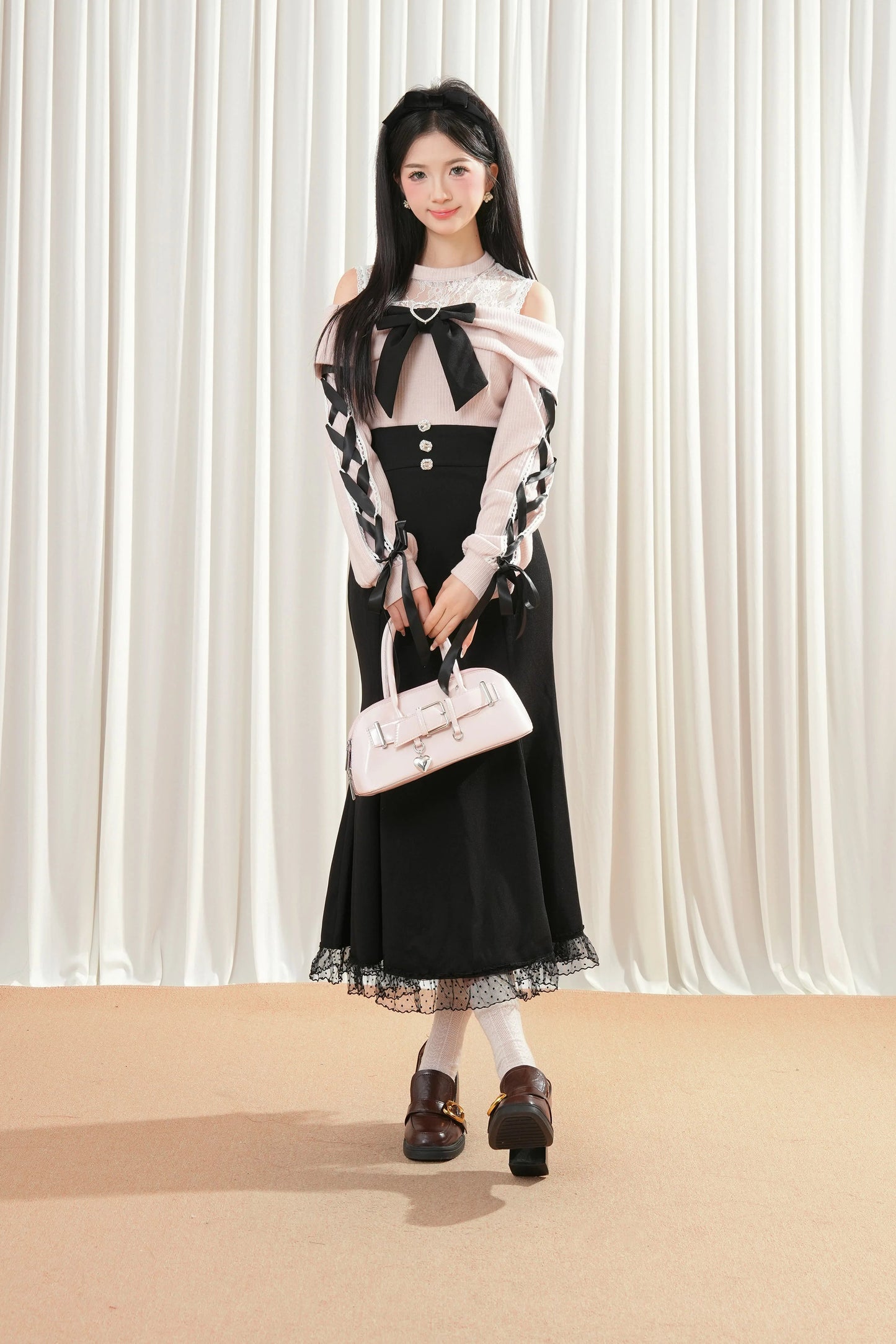 リボンマーメイドレースアップドレス