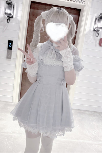 【予約商品】エンジェルグレーブルーチェックワンピース