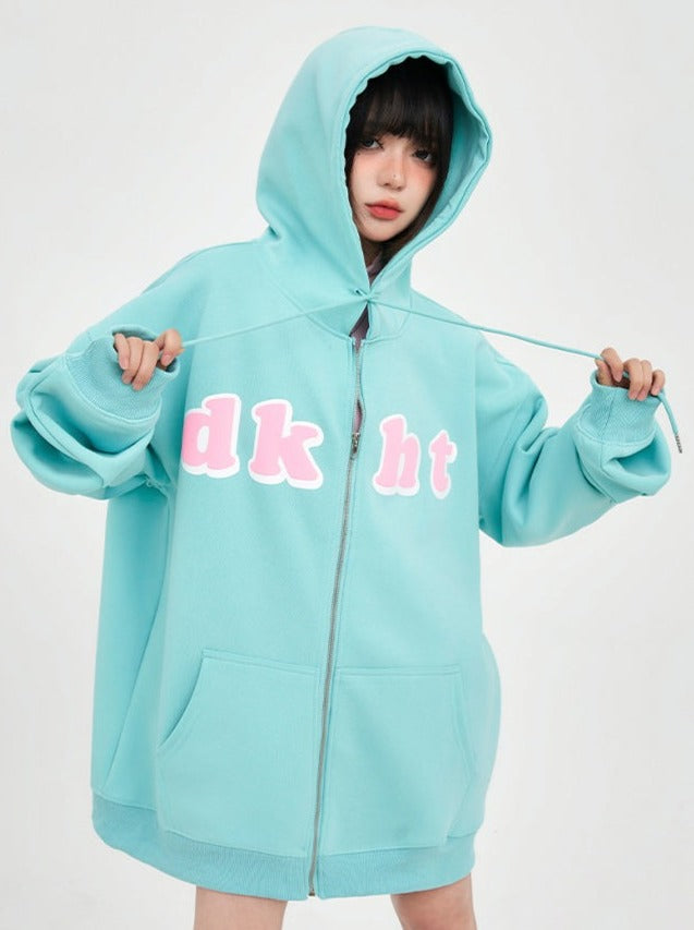 Logo colorful zip-up hoodie