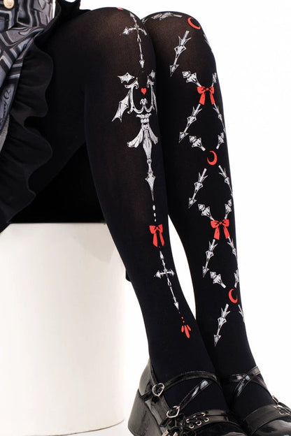 ゴシックリボンベルベットロリータタイツ