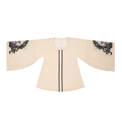 Blumen- und Vogeldruck-Kleid + Oberteil + Jacke + Hut