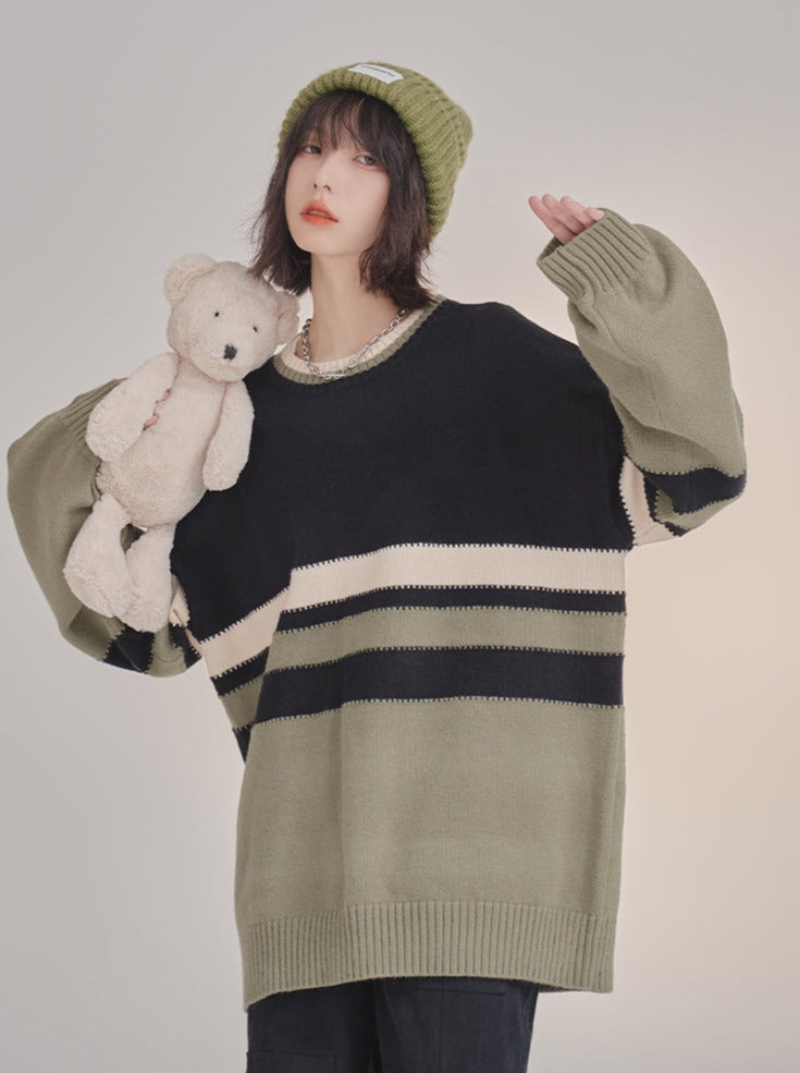 ストライプコントラストカラーセーター – Belchic