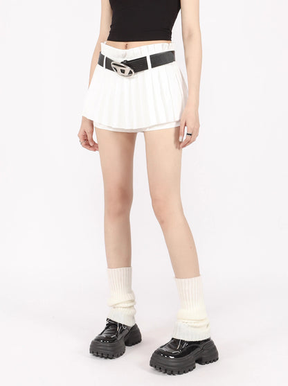 American retro college style pleated skirt pants