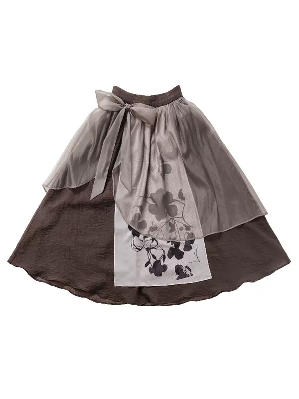 Endless Summer New China Dark Color Suspender Top Skirt Sheer Jacket