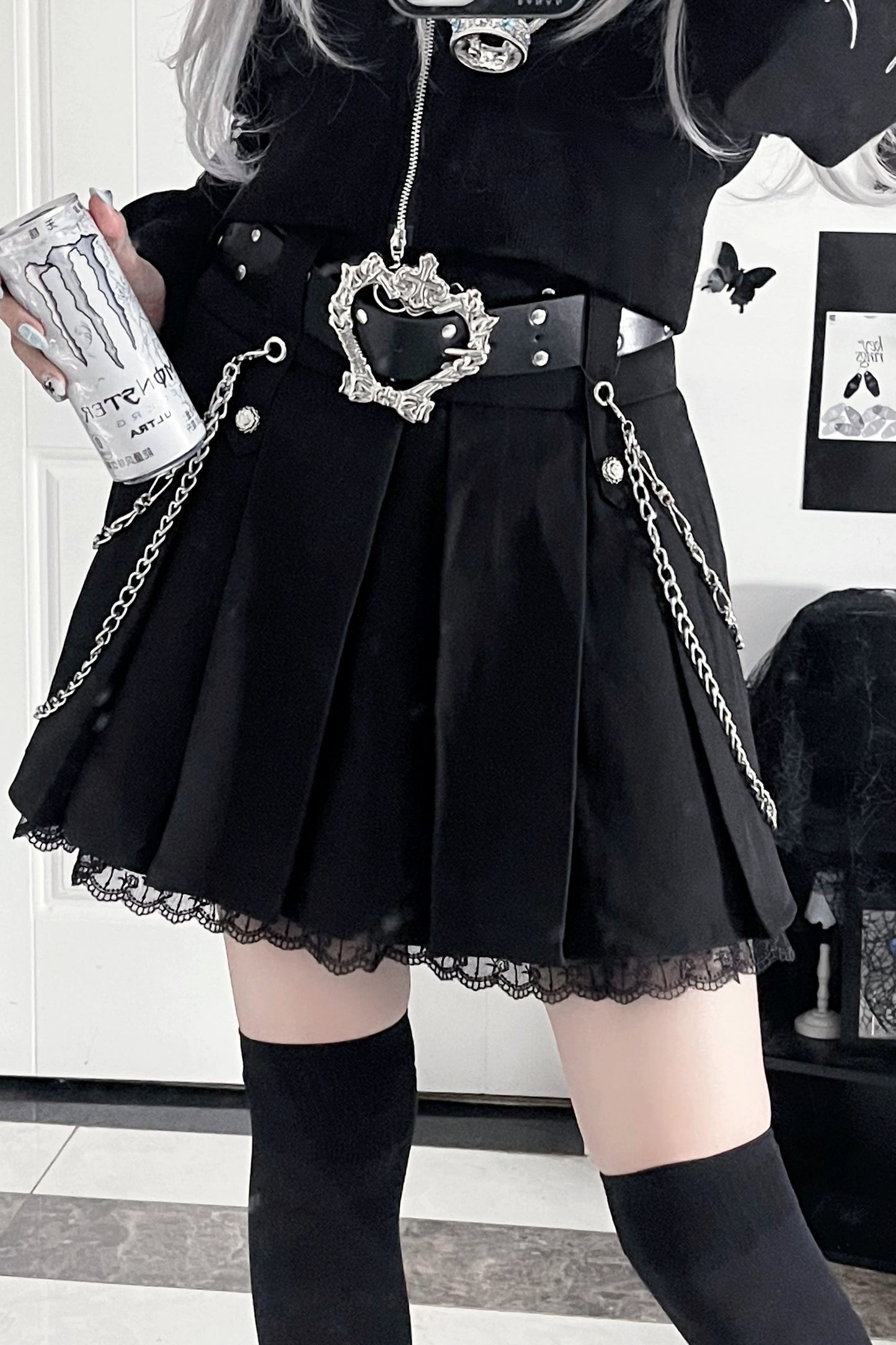 ダークスウィートクールスカート+チェーン+ベルト