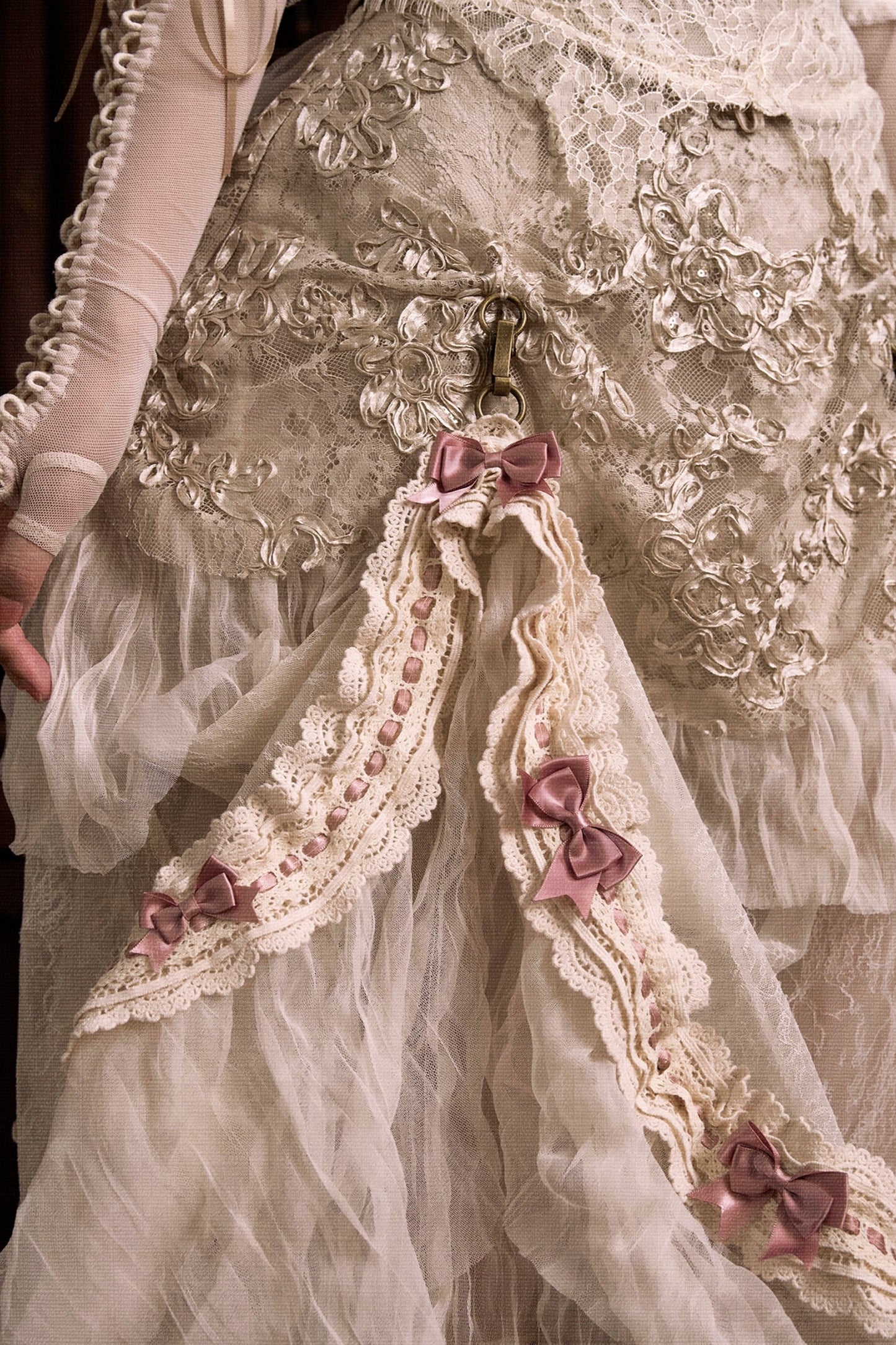 French Elegant Lolita Long Skirt + Hip Cushion Brace Skirt + Big Bow