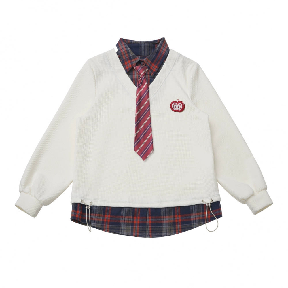 アップルブラックティーフリースコート+フーディー+ロングスカート+ショートスカート+フードマフラー