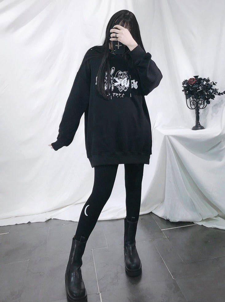 Rabbit Punk Black Hoodie