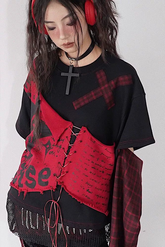 パンクロックパッチワークスウェット