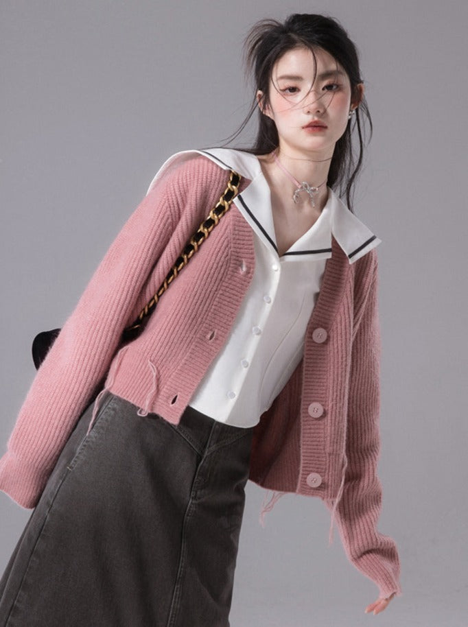 Very pastel-colored wool cardigan