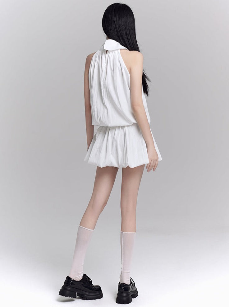 モードピュアホワイトノースリーブドレス