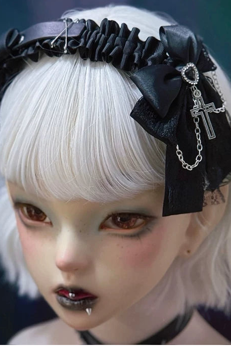 リボンレザーレースヘッドバンド