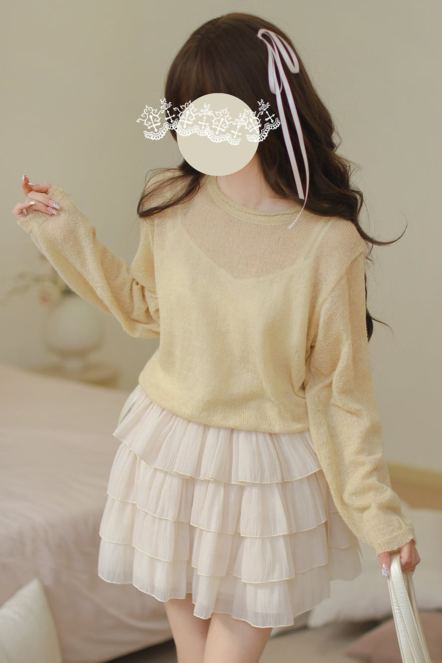 Gentle Sweet Fairy Yellow Top (w/Inner) + Tulle Skirt