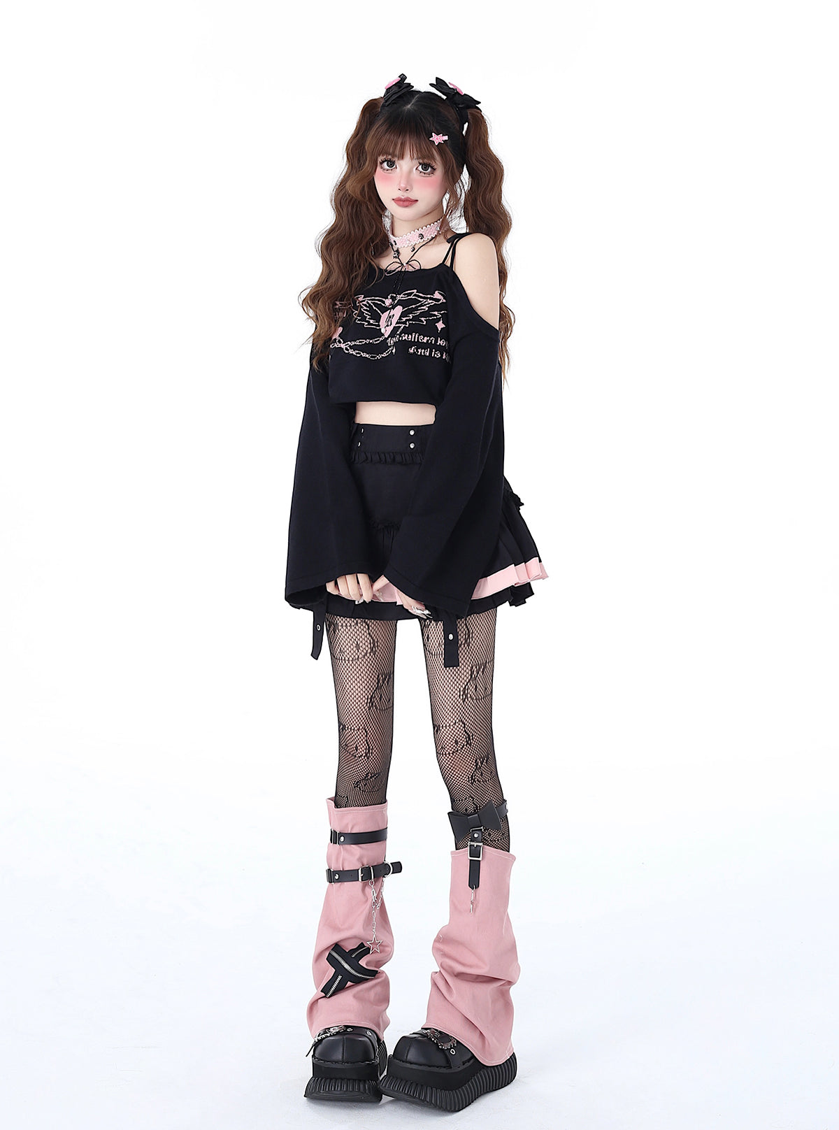 ショートオフショルダーニットストラップトップス – Belchic