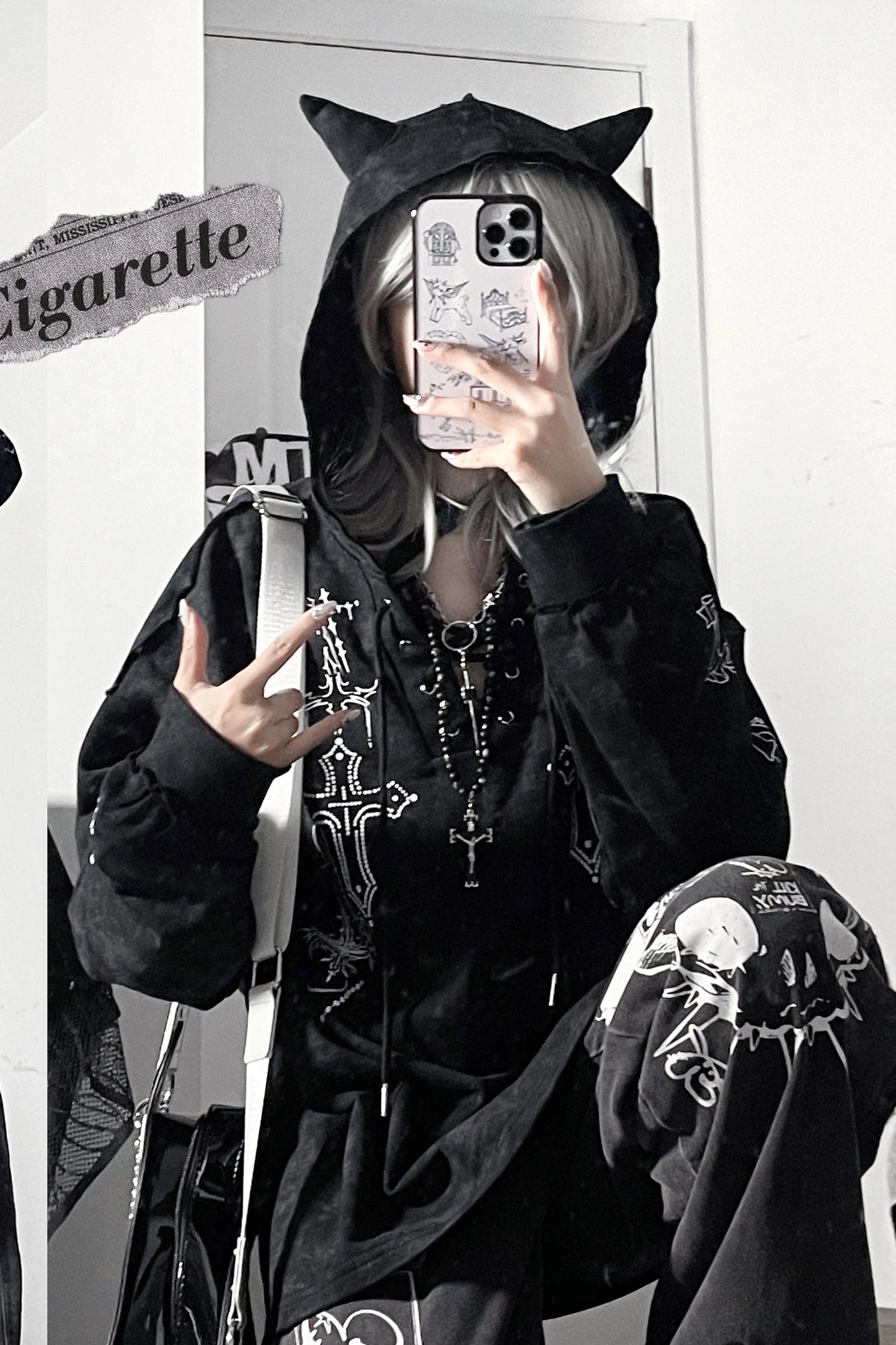 Subculture Dark Loose Hooded Top