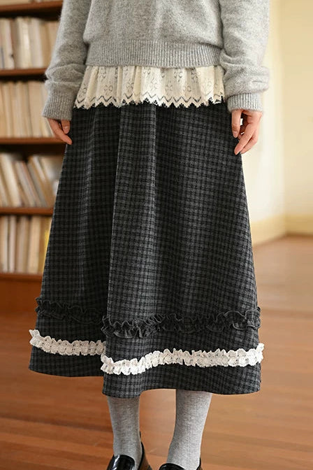 レースチェックAラインスカート