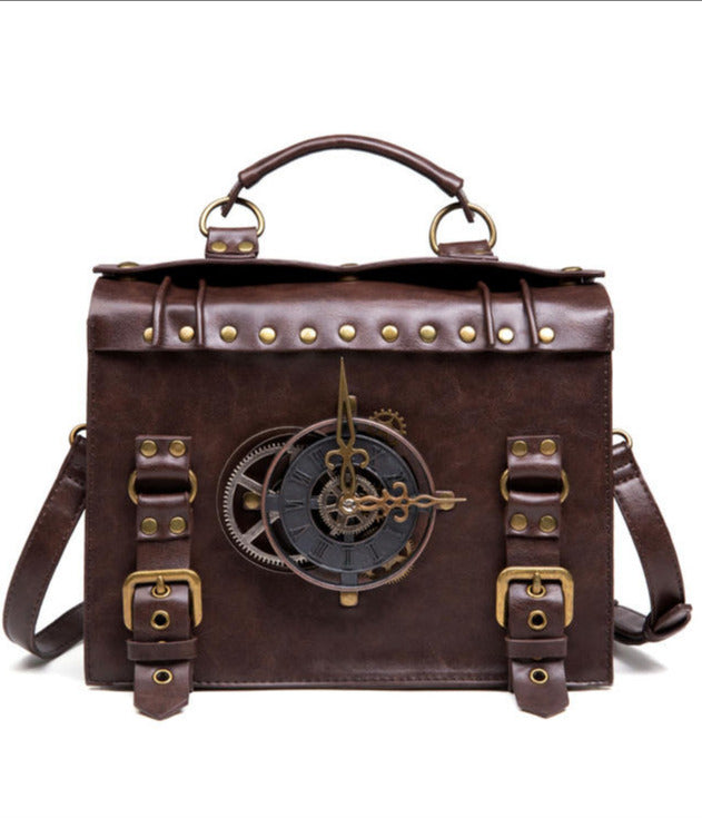 steampunk antique clock square bag