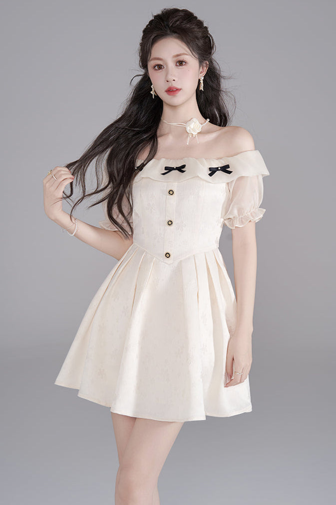 Vestido francés dulce de un hombro