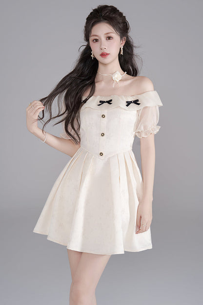 Vestido francés dulce de un hombro