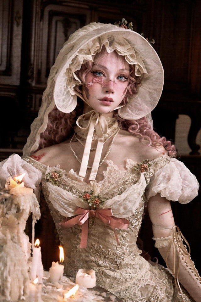 Edwardian Elegant One Shoulder Puff Sleeve Top + Leg Covers