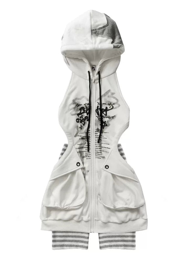 Sleeveless Hoodie Zip Dress