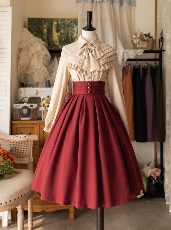 Retro Classic Forest Pleats Skirt