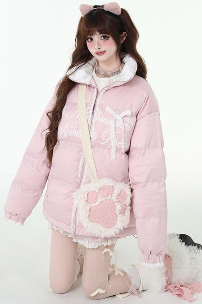 Lace satin pink bow jacket