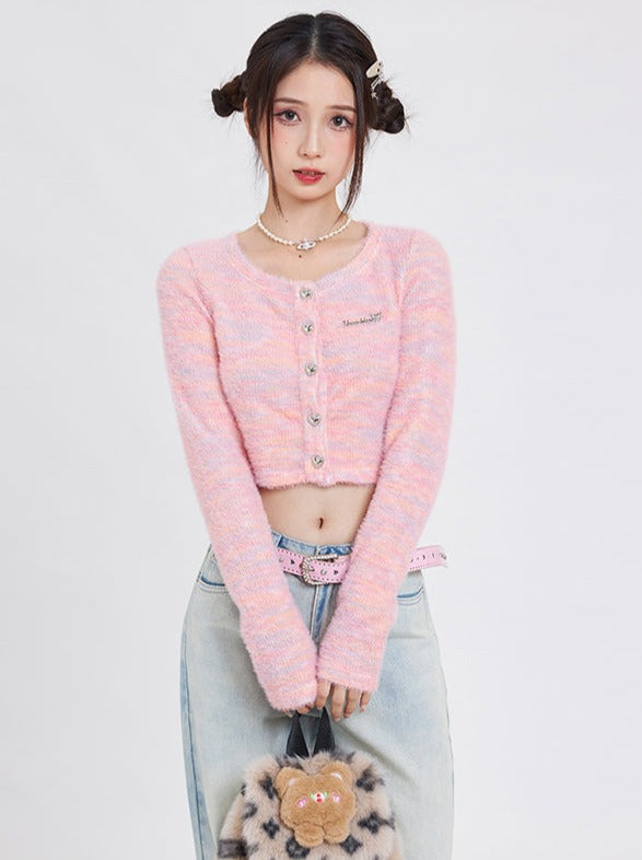 Short colorful knit cardigan