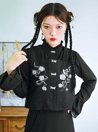 Title Butterfly China Embroidery Bustier Vest
