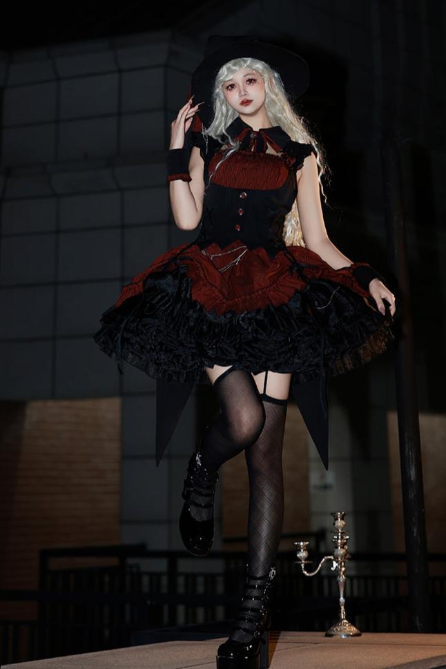 [Vorbestellschluss 8. Mai] Schmales ärmelloses Halloween-Gothic-Kleid im Zaubertrank-Stil