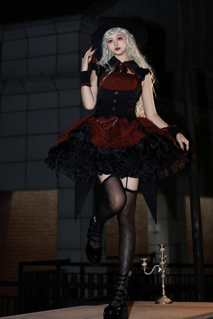 [Vorbestellschluss 8. Mai] Schmales ärmelloses Halloween-Gothic-Kleid im Zaubertrank-Stil