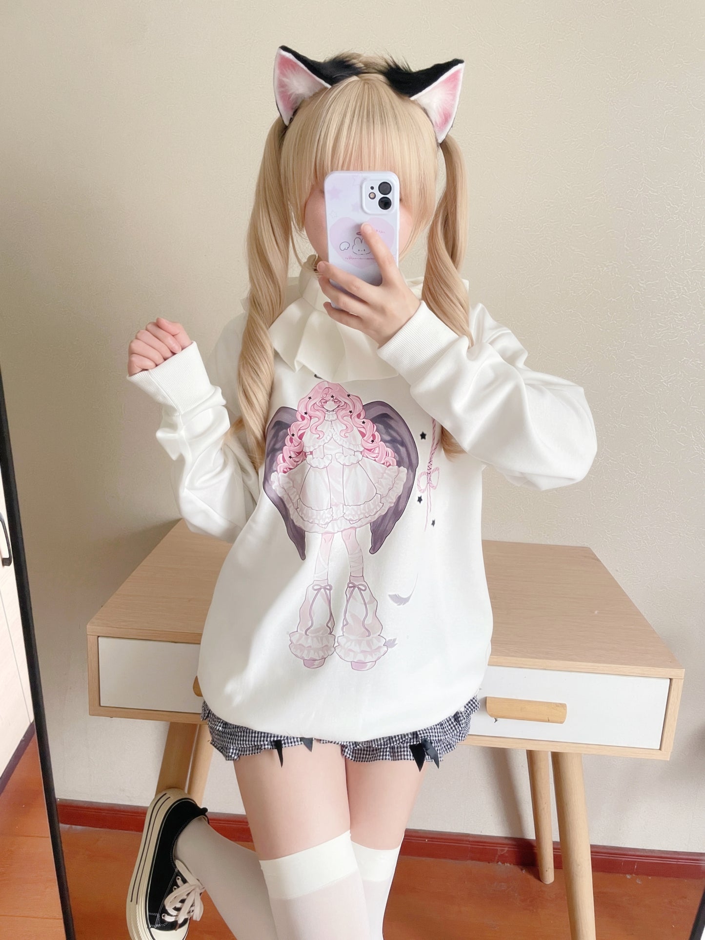 [Angel Neighborhood👼animation girl illustration ruffle sweatshirt