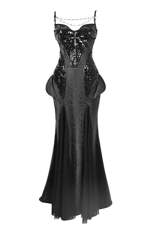 Snake Eyeshadow Dark Mode Dress + Mesh Gloves