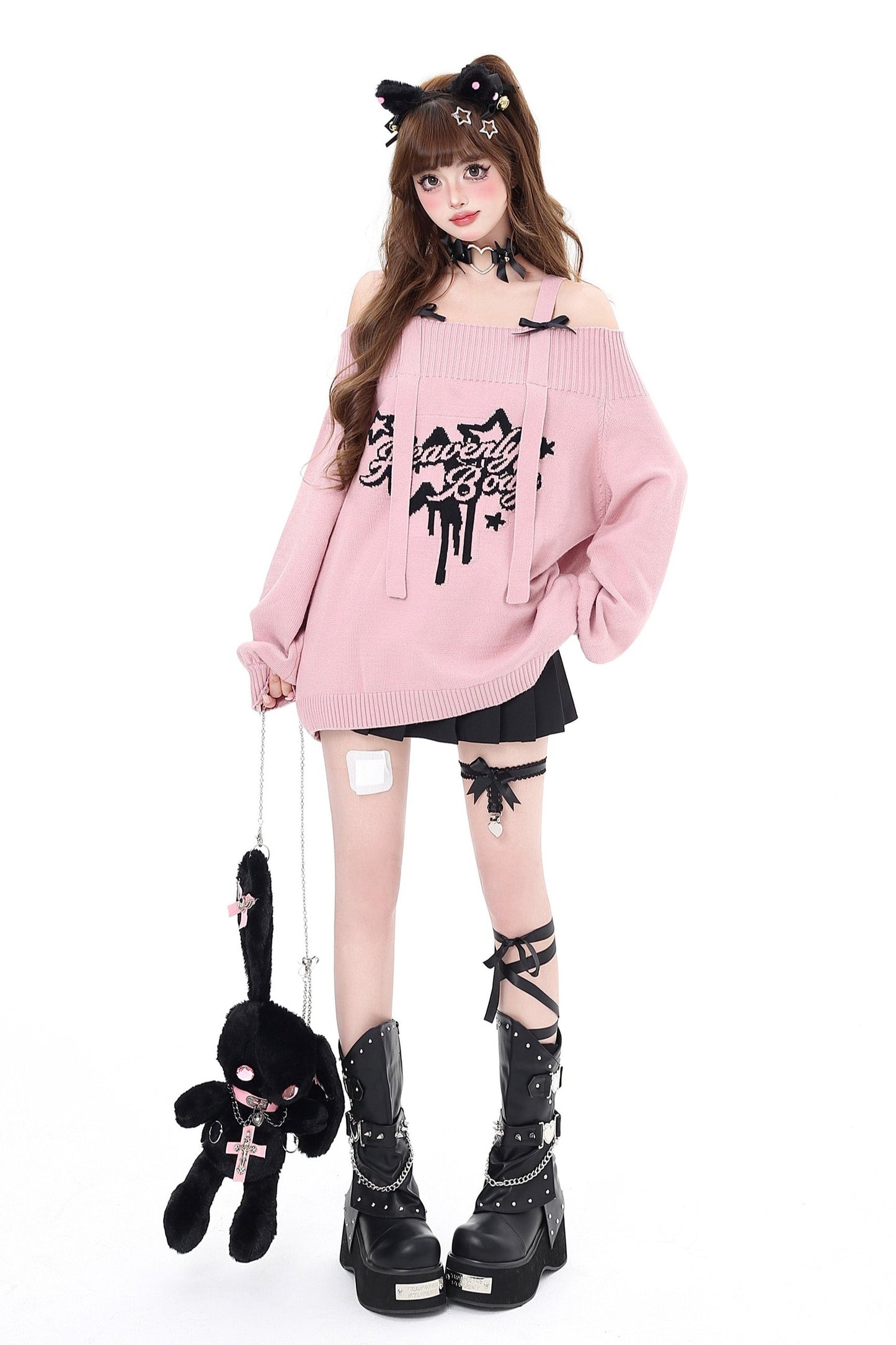 Ribbon Shoulder Loose Design Sweater