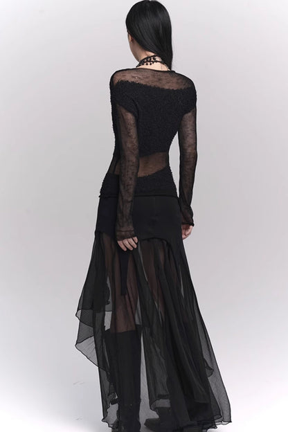 Sheer mode top + sheer long skirt