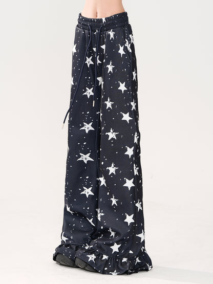 Lazy Casual Star Flared Pants