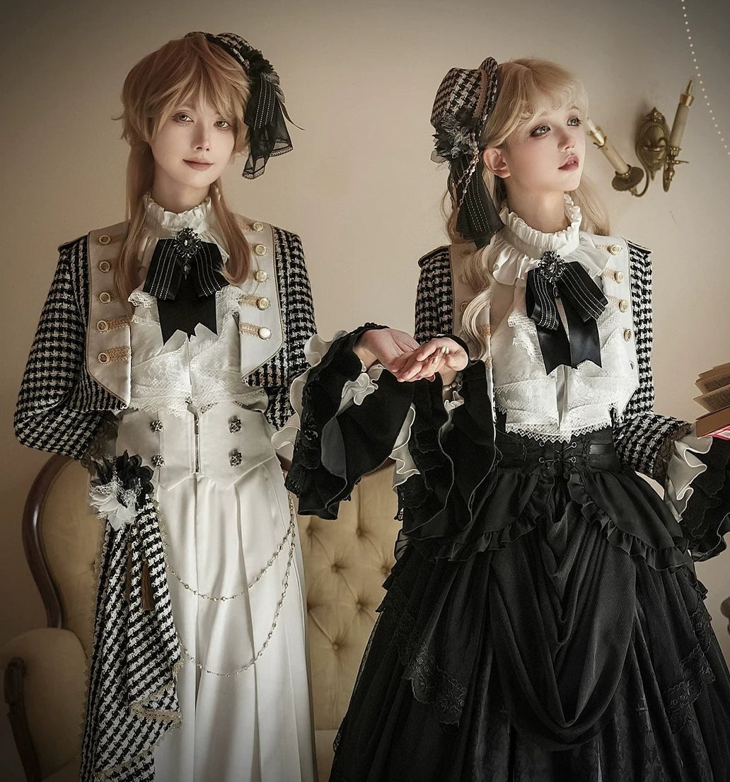 【予約商品】チャーチクワイアゴシックロリータハウンドストゥースドレスアンドプリンススーツフルセット＋コンプリートセット＋ハット
