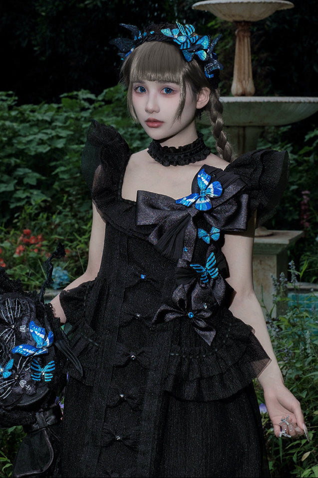 [Vorbestellschluss: 10. Monat, 14. Tag] Schwarz/Weiß Gothic-Lolita-Schmetterlingsschleifen-Serie Accessoires(Haube/Spitzen-Kopfschmuck KC/KC/4 Arten von Fotorahmen/Fotorahmen-Set)