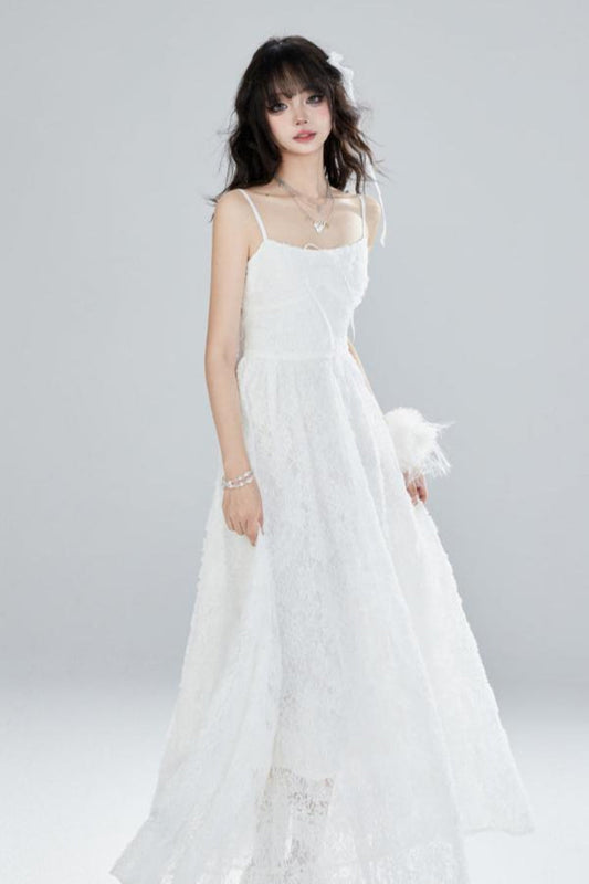 White Lace Suspender Dress