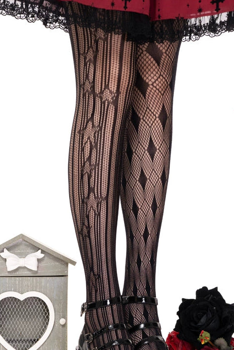 ゴシックアシンメトリカルメッシュストッキング