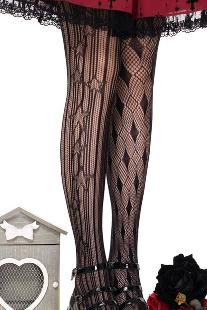 ゴシックアシンメトリカルメッシュストッキング