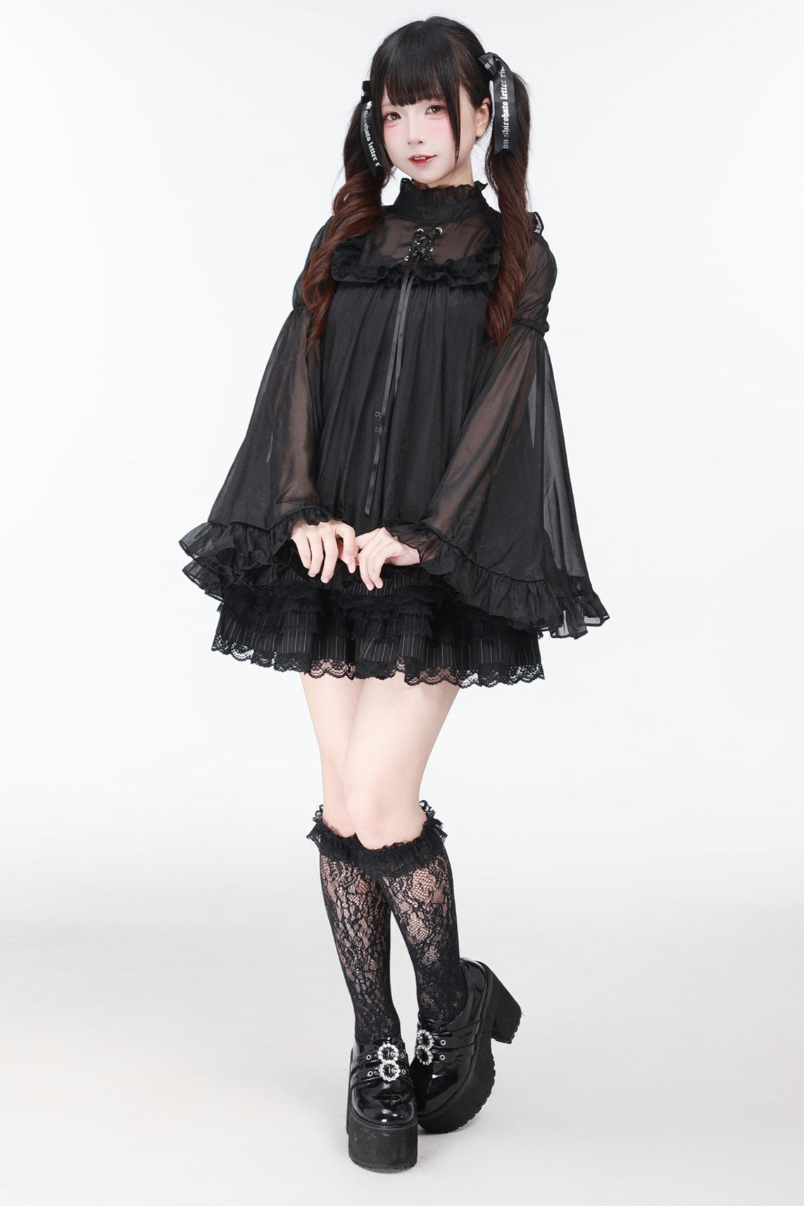 地雷バードサスペンダードレス＋シアースリーブトップス