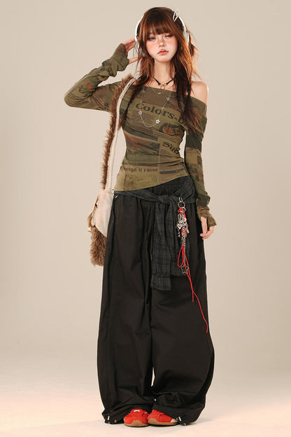 Loose Straight Leg Wide Leg Pants