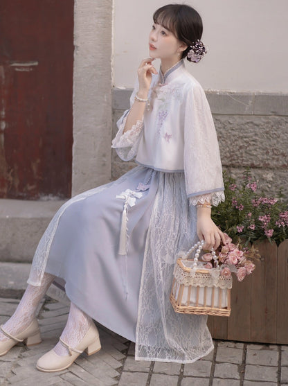 Chiffon Sweet Elegant China Top + Skirt