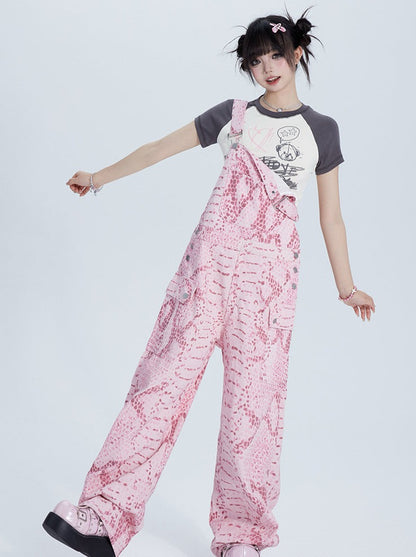 Snake Pink Design Overalls