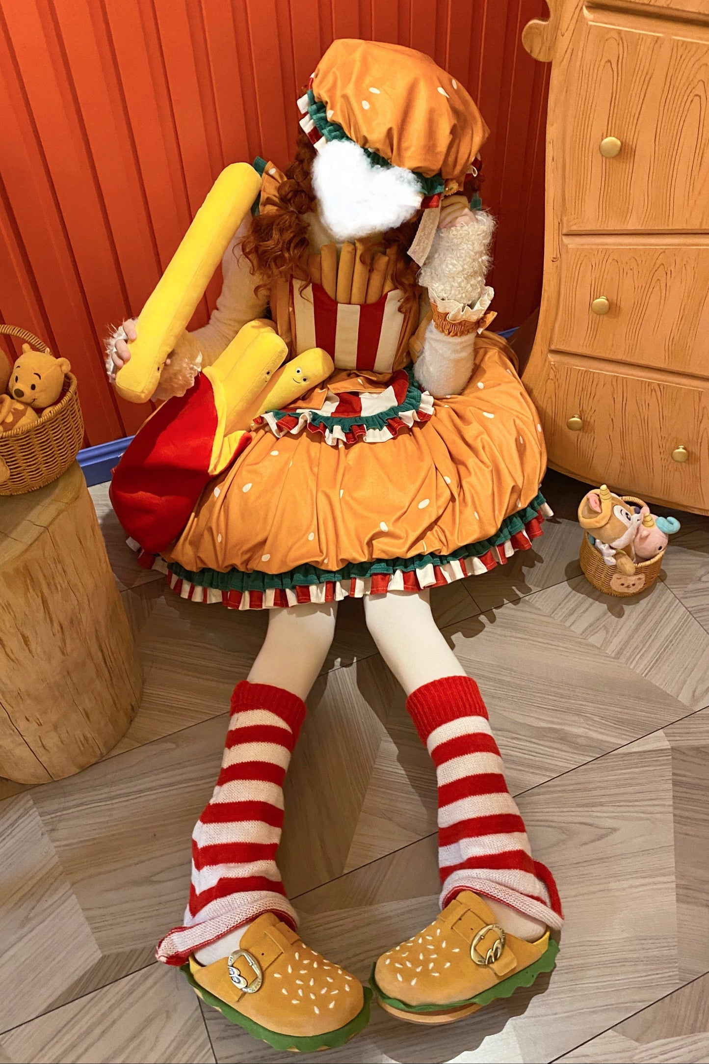 [Reservierungsschluss 18. April] Köstlicher Burger Süßes Knospenrock-Kleid-Set