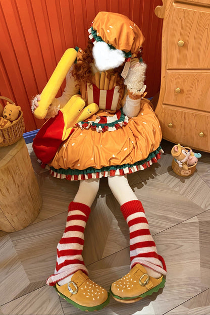 [Reservierungsschluss 18. April] Köstlicher Burger Süßes Knospenrock-Kleid-Set