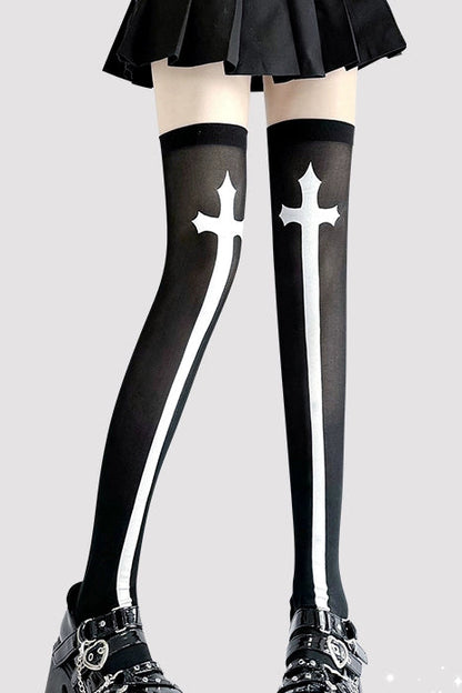cross knee-high socks