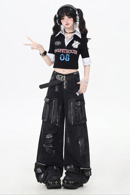 アメリカンレディースシックポロスタイルショートスリーブトップス