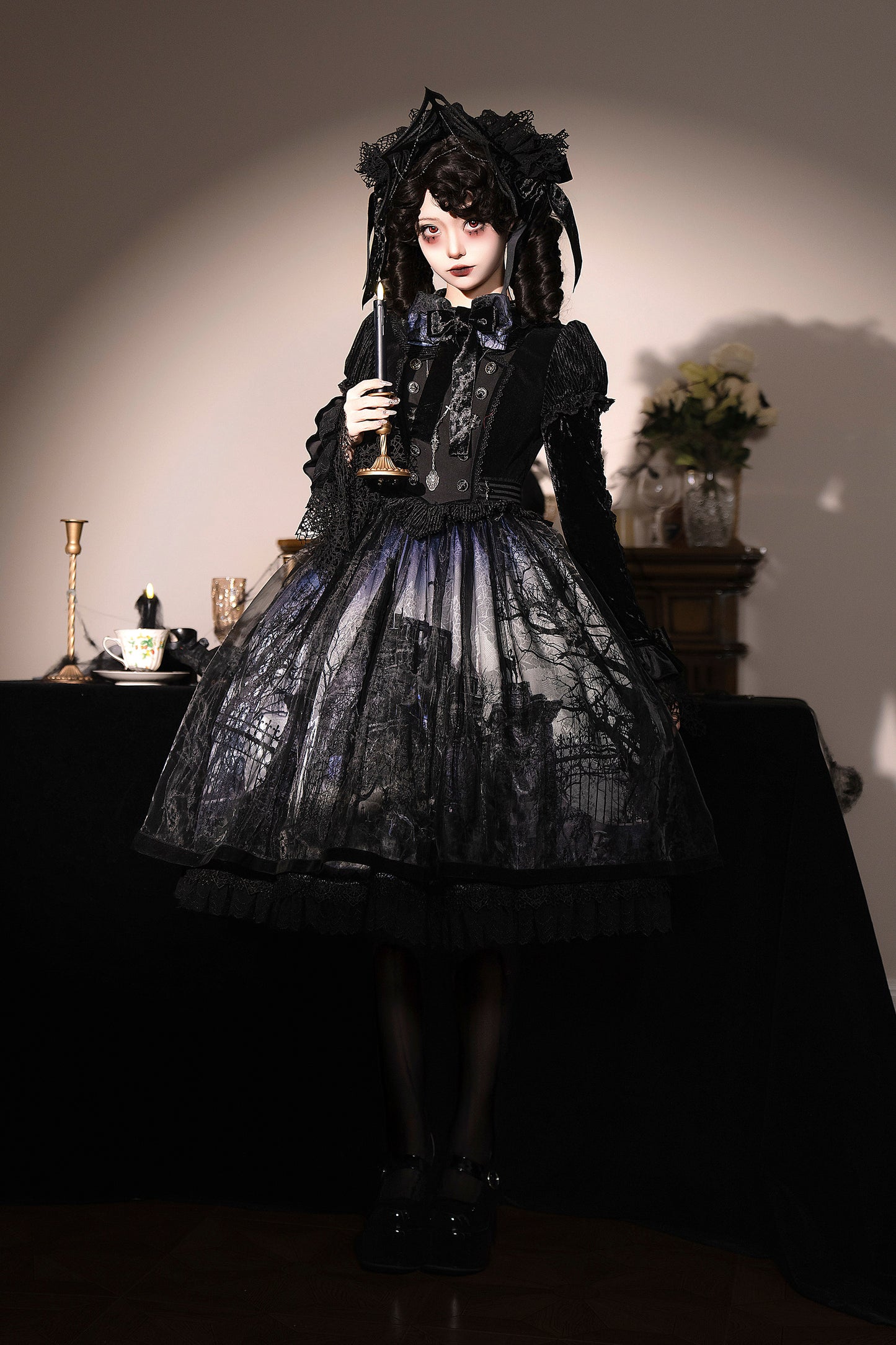 [Deadline for reservation: February 23rd] Horror House Spider Web Gothic Cape Dress